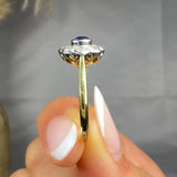 "Veloriah" 0.39 Carat Round Cut Blue Sapphire Natural Diamond Halo Engagement Ring MSR278