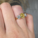 "Veltrixa" Yellow 1 Carat Oval Cut Trilogy Lab Grown Diamond Engagement Ring HLR419 HEERA DIAMONDS