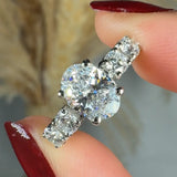 "Velune" 1.21 Carat Oval Cut Lab Grown Diamond Shoulder Engagement Ring HLR547