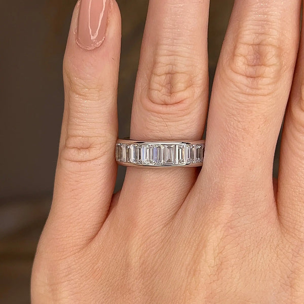 Vertical Baguette Diamond Channel Set Eternity Band Wedding Ring - HEERA DIAMONDS