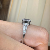 "Vesky" Cushion Cut 1.50 Carat Diamond Shoulder Platinum Engagement Ring DSCC05 HEERA DIAMONDS