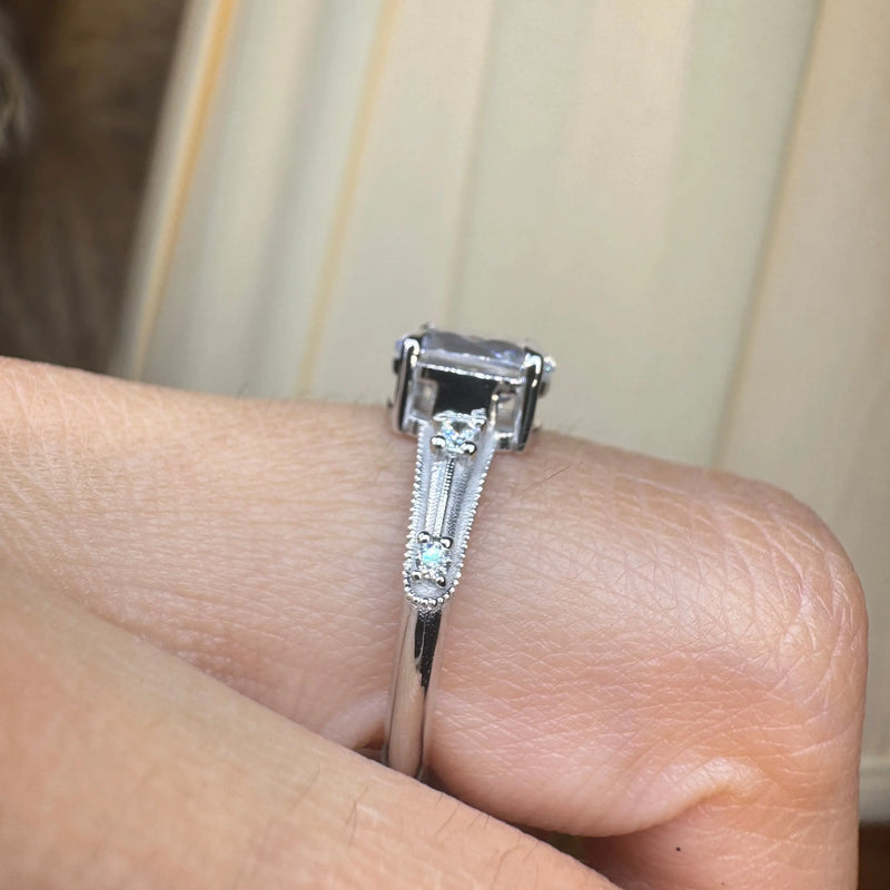"Vesky" Cushion Cut 1.50 Carat Diamond Shoulder Platinum Engagement Ring DSCC05 HEERA DIAMONDS