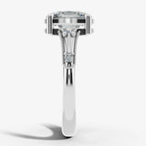 "Vesky" Cushion Cut 1.50 Carat Diamond Shoulder Platinum Engagement Ring DSCC05 HEERA DIAMONDS