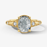 "Vesky" Cushion Cut 1.50 Carat Diamond Shoulder Platinum Engagement - Yellow Gold
