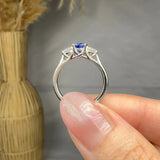 "Vessara" 0.74 Carat Round Cut Blue Sapphire Natural Diamond Engagement Ring MSR807