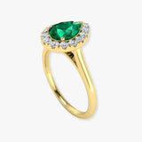 "Vexil" Emerald Green 5.56 Carat Pear Cut Natural Diamond Engagement Ring HR841