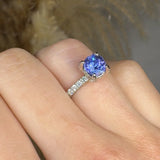 "Veylora" Tanzanite 1.3 Carat Round Cut Natural Diamond Shoulder Engagement Ring HM554