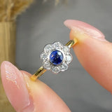 "Vionelle" 0.60 Carat Blue Sapphire Round Cut Natural Diamond Engagement Ring MSR102