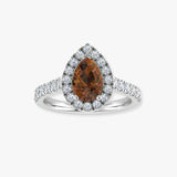 "Vireon" Brown Sapphire 1.2 Carat Pear Cut Natural Diamond Shoulder Engagement Ring HR1472