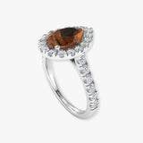 "Vireon" Brown Sapphire 1.2 Carat Pear Cut Natural Diamond Shoulder Engagement Ring HR1472