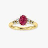 "Virexa" Ruby 2.08 Carat Oval Cut Natural Diamond Shoulder Engagement Ring HM2037