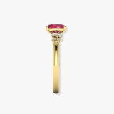 "Virexa" Ruby 2.08 Carat Oval Cut Natural Diamond Shoulder Engagement Ring HM2037