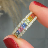 "Virezza" Multi Coloured 1.80 Carat Diamond Half Eternity Rings HLR259 HEERA DIAMONDS