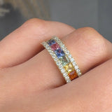 "Virezza" Multi Coloured 1.80 Carat Diamond Half Eternity Rings HLR259 HEERA DIAMONDS