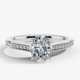 "Vivien" Oval Cut Diamond Channel Set Diamond Shoulder Engagement Ring DSOC09 HEERA DIAMONDS