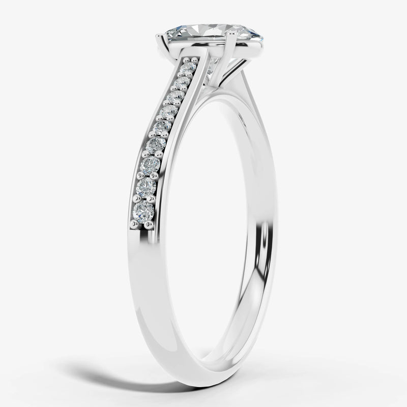 "Vivien" Oval Cut Diamond Channel Set Diamond Shoulder Engagement Ring DSOC09 HEERA DIAMONDS