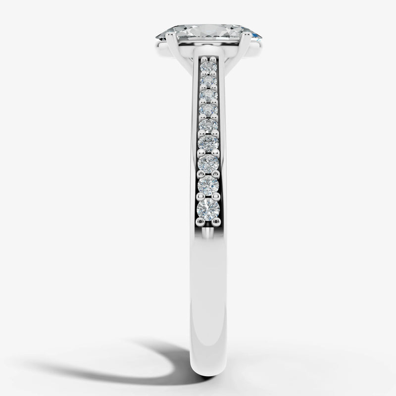 "Vivien" Oval Cut Diamond Channel Set Diamond Shoulder Engagement Ring DSOC09 HEERA DIAMONDS