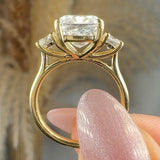 "Vogue" 4.02 Carat Cushion Cut Trilogy Diamond Engagement Ring HLR645 HEERA DIAMONDS