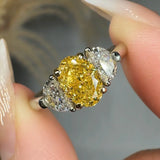 "Vorynth" Yellow 1.1 Carat Oval Cut Trilogy Lab Grown Diamond Engagement Ring HLR433 HEERA DIAMONDS