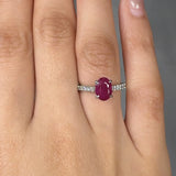 "Vyraza" Ruby 1.16 Carat Oval Cut Diamond Shoulder Engagement Ring HM964 HEERA DIAMONDS