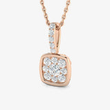WHITE GOLD CLUSTER DIAMOND PENDANT WITH CHAIN LM JEWELLERY