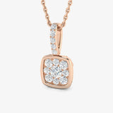 WHITE GOLD CLUSTER DIAMOND PENDANT WITH CHAIN