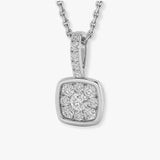 WHITE GOLD CLUSTER DIAMOND PENDANT WITH CHAIN