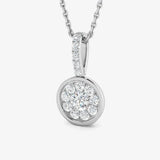 WHITE GOLD CLUSTER DIAMOND RING WITH CHAIN LM JEWELLERY