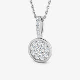 WHITE GOLD CLUSTER DIAMOND RING WITH CHAIN