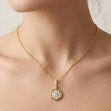 WHITE GOLD CLUSTER DIAMOND RING WITH CHAIN