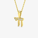 WHITE GOLD DIAMOND CHAI PENDANT WITH CHAIN LM JEWELLERY