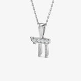 WHITE GOLD DIAMOND CHAI PENDANT WITH CHAIN