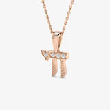 WHITE GOLD DIAMOND CHAI PENDANT WITH CHAIN LM JEWELLERY
