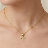 WHITE GOLD DIAMOND CHAI PENDANT WITH CHAIN