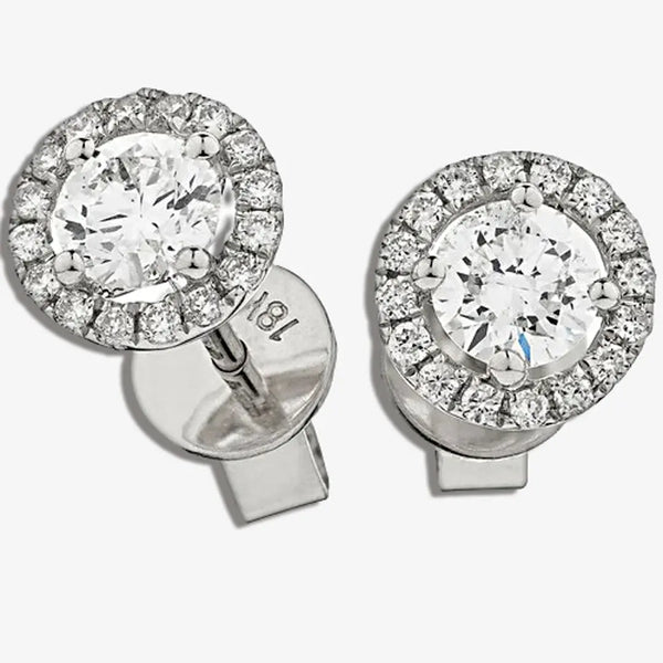 WHITE GOLD HALO DIAMOND EARRING HEERA DIAMONDS