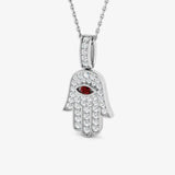 WHITE GOLD HAMZA DIAMOND PENDANT WITH CHAIN LM JEWELLERY
