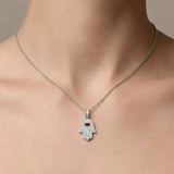 WHITE GOLD HAMZA DIAMOND PENDANT WITH CHAIN