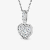 WHITE GOLD HEART DIAMOND CLUSTER WITH CHAIN LM JEWELLERY