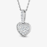WHITE GOLD HEART DIAMOND CLUSTER WITH CHAIN