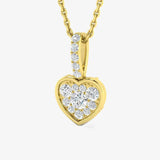 WHITE GOLD HEART DIAMOND CLUSTER WITH CHAIN LM JEWELLERY