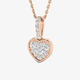 WHITE GOLD HEART DIAMOND CLUSTER WITH CHAIN LM JEWELLERY