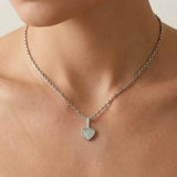 WHITE GOLD HEART DIAMOND CLUSTER WITH CHAIN