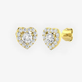 WHITE GOLD HEART SHAPE HALO DIAMOND EARRING