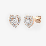 WHITE GOLD HEART SHAPE HALO DIAMOND EARRING