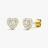 WHITE GOLD HEART SHAPE HALO DIAMOND EARRING