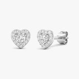 WHITE GOLD HEART SHAPE HALO DIAMOND EARRING
