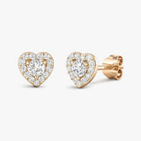 WHITE GOLD HEART SHAPE HALO DIAMOND EARRING