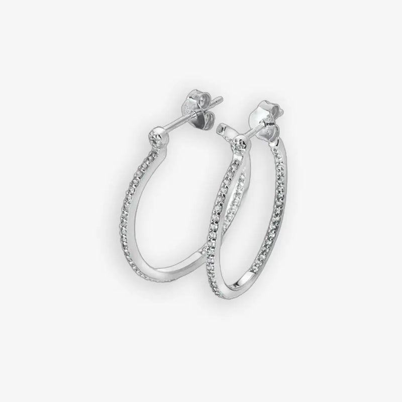 White Topaz Hoop Earrings Hot Diamonds