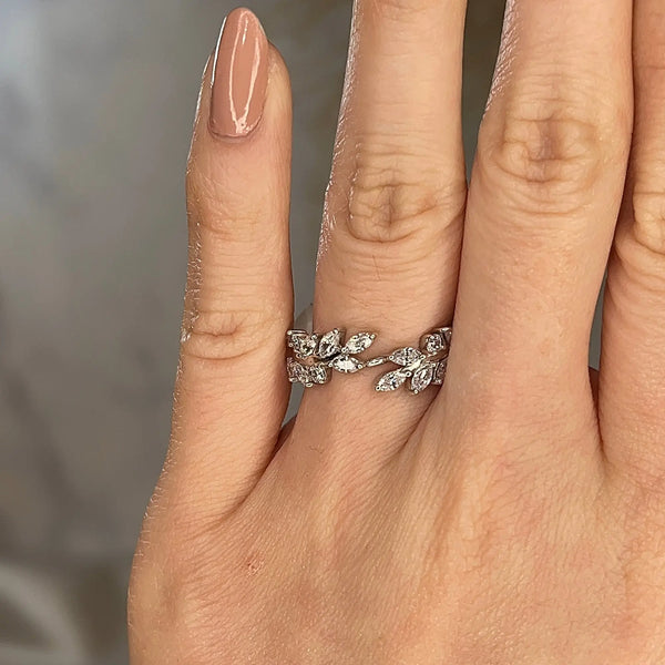 "Wren" Leaf Diamonds and Branch Shaped Open Eternity Ring E58 - HEERA DIAMONDS