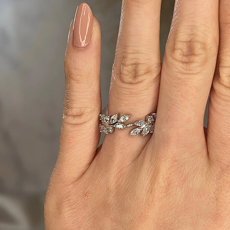 "Wren" Leaf Diamonds and Branch Shaped Open Eternity Ring E58 - HEERA DIAMONDS